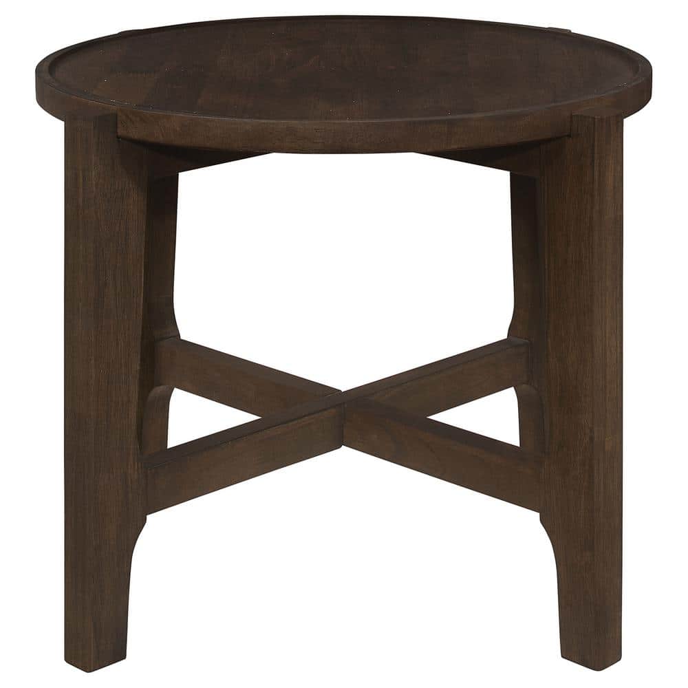 Cota Round Dark Brown Solid Wood End Table