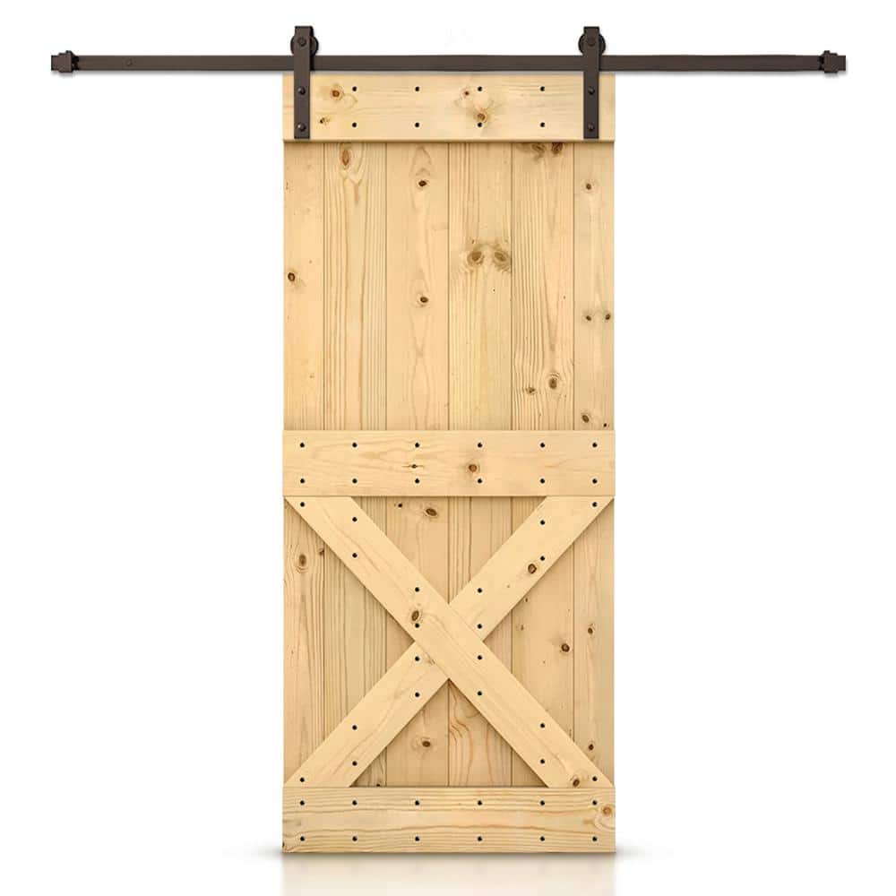 Mini X 32 in. x 84 in. Unfinished DIY Wood Interior Sliding Barn Door with Hardware Kit price history on PriceWatchPro