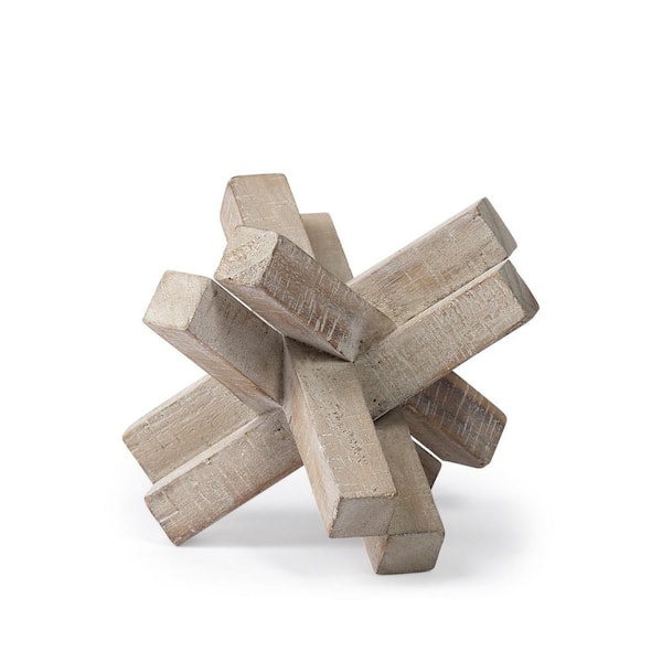HomeRoots 6 in. Brown Light Wooden Sculpture