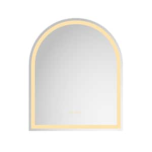 30 in. W x 36 in. H Arched LED Lighted Wall Bathroom Makeup Mirror with Anti-Fog Separately Control and Dimmer Function