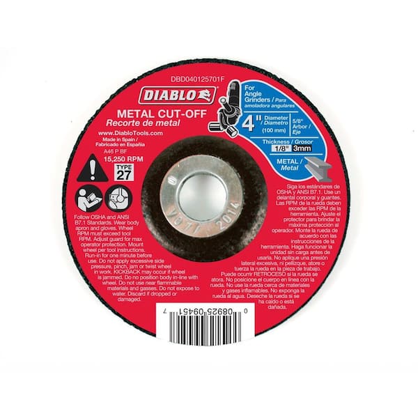DIABLO 4 in. x 1/8 in. x 5/8 in. Metal Cut-Off Disc with Type 27 Depressed Center
