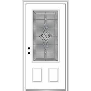36 in. x 80 in. Grace Right-Hand Inswing 3/4-Lite Decorative Primed Fiberglass Prehung Front Door, 4-9/16 in. Frame