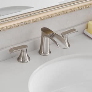 Double-Handle Vessel Sink Faucet with Pop-Up Drain in Brushed Nickel