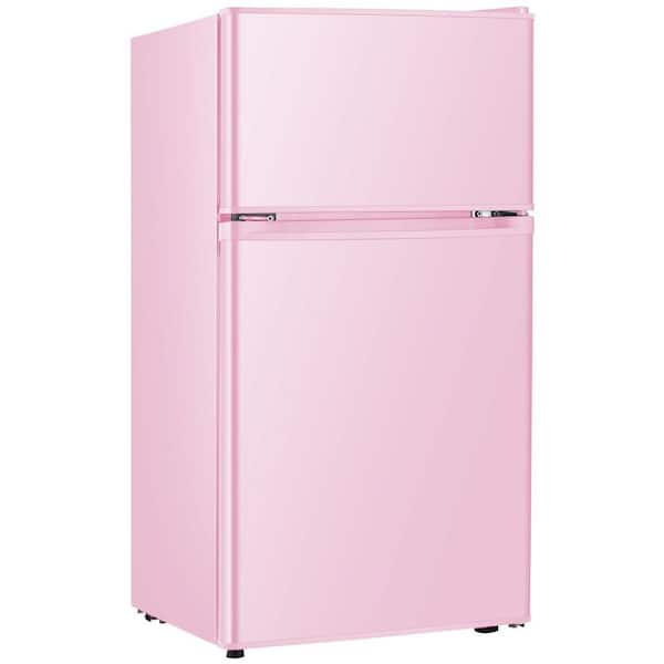 17.68 in. 3.2 cu. ft. Mini Refrigerator in Pink with Freezer, 5-Settings, Adjustable Temperature