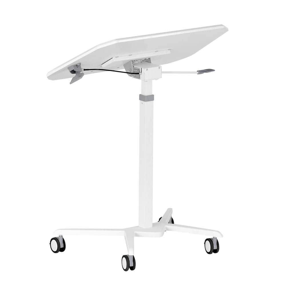 White Adjustable Height Mobile Laptop Stand with Steel Frame