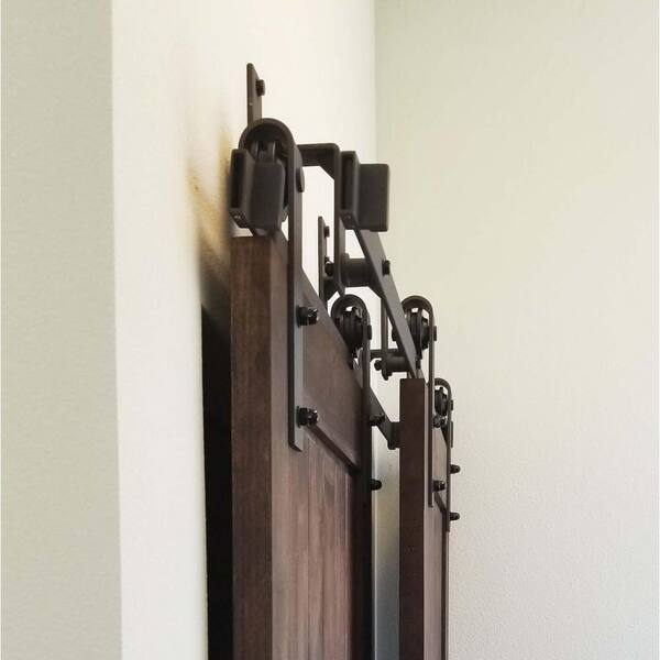 48in.x80in. Bypass Shaker Unfinished 2-Panel Solid Core Prime Pine Wood Sliding Barn Door with Bronze Hardware Kit 48in.x80in. Bypass Shaker Unfinished 2-Panel Solid Core Prime Pine Wood Sliding Barn Door with Bronze Hardware Kit