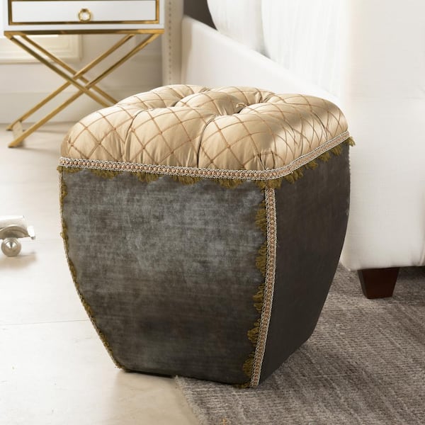 Jennifer Taylor Jan Gray and Gold Ottoman 2325686674