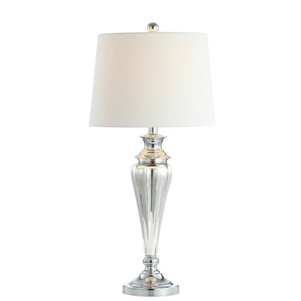 silver table lamps with white shades