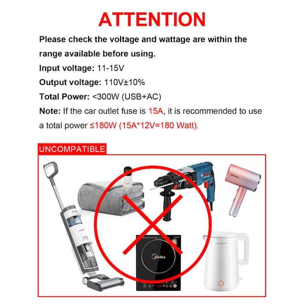 Lukyamzn YSOLX Series 300W Continuous Power Inverter with 4 USB-C