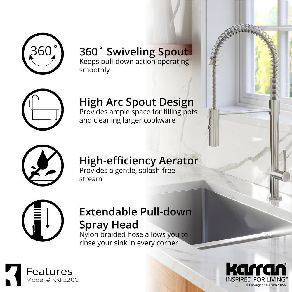 Tall Chrome Brass Pull-Down Kitchen Faucet with Soap Dispenser