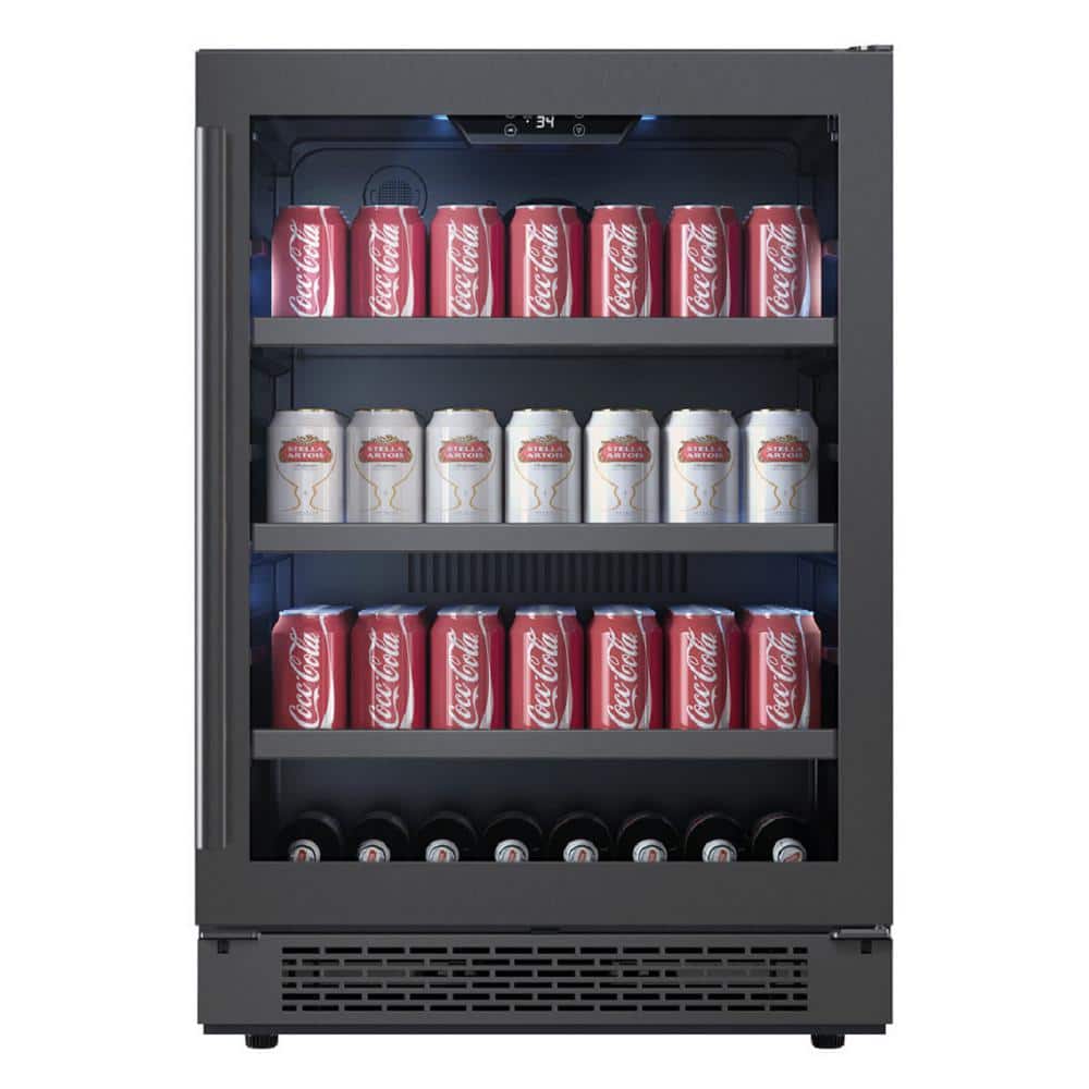 Avallon ABR241BLSS 24 Wide 140 Can Beverage Center in Black Stainless Steel