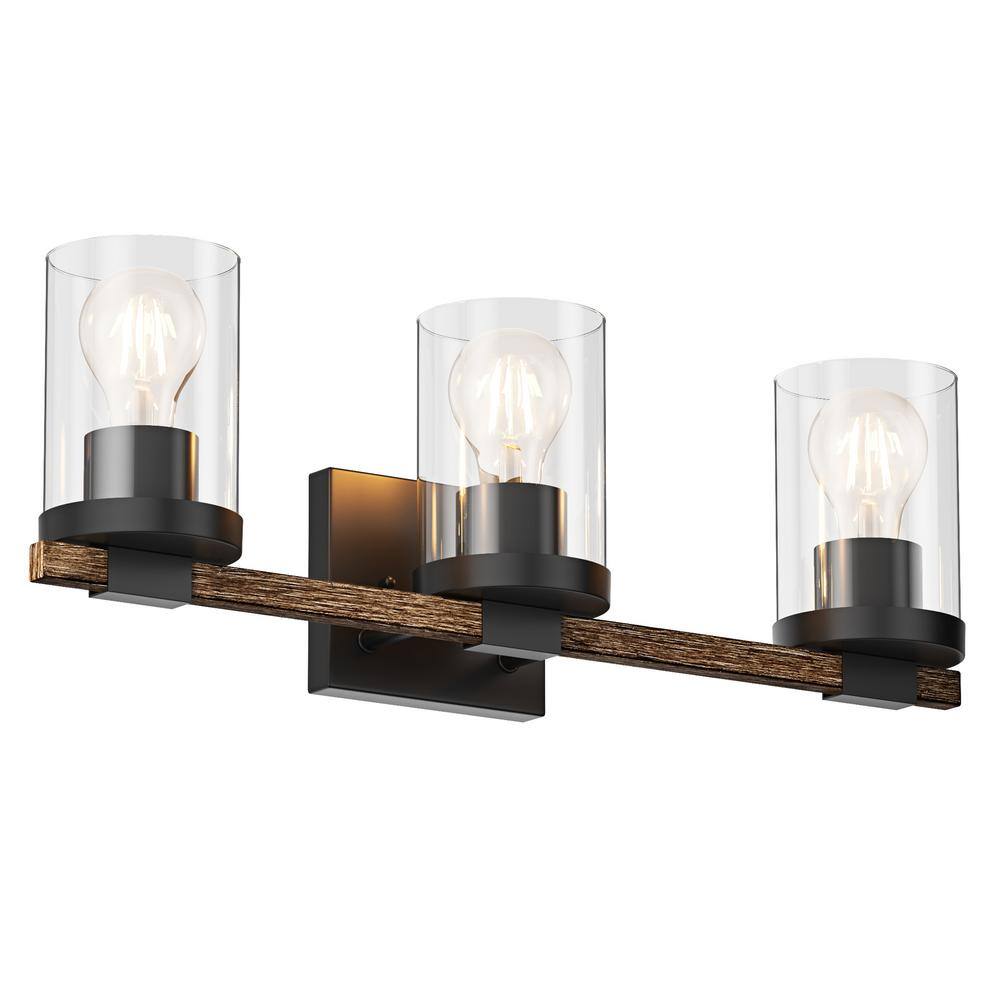Farmhouse 23.03 in. Bathroom 3-Light Vanity Light Vintage Industrial Wall S