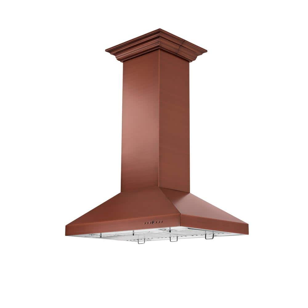 36 in. 400 CFM Convertible Island Mount Range Hood in Copper