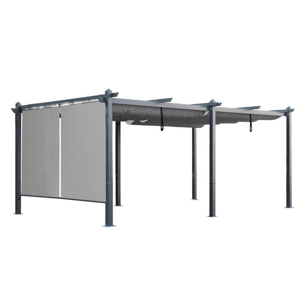 20 ft. x 12 ft. Gray Aluminum Frame Patio Pergola with Gray Retractable Shade Top Canopy and 2-Pieces Roller Shade price history on PriceWatchPro