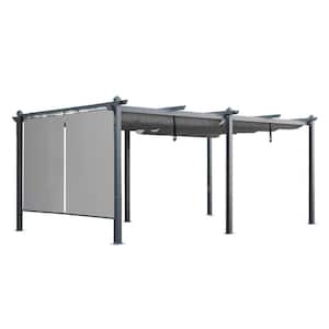20 ft. x 12 ft. Gray Aluminum Frame Patio Pergola with Gray Retractable Shade Top Canopy and 2-Pieces Roller Shade
