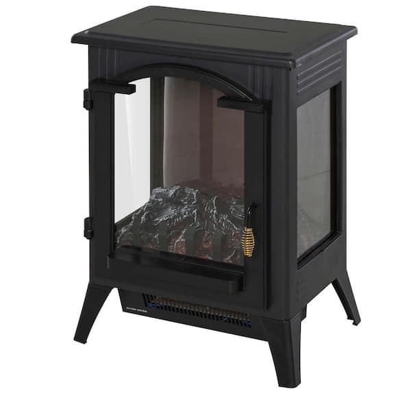 12.5 in. Freestanding Electric Fireplace Heater with Realistic LED Flames and Logs and Overheating Protection, White