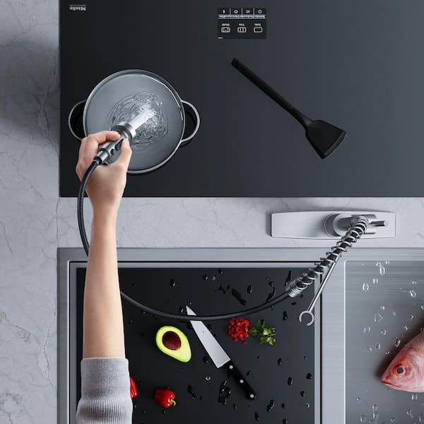 ANZA Single Handle Pull Down Sprayer Kitchen Faucet High Arch