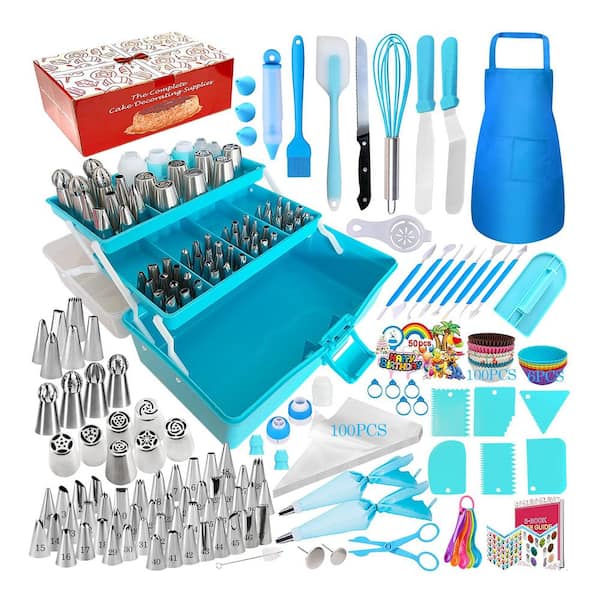 368-Piece Set Cake Decorating Kit w/ Storage Case Icing Piping Tips Bags Scrapers, More for Cookies Cupcakes and Cakes