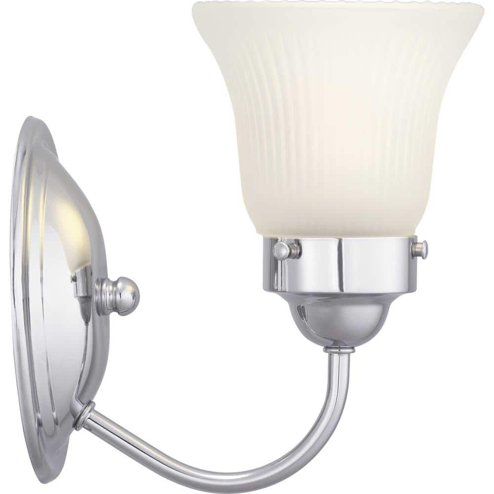 Polished Chrome Fluted Glass Dimmable Bath Vanity Light
