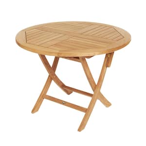 Classic 35 in. Folding Round Natural Teak Outdoor Dining Table