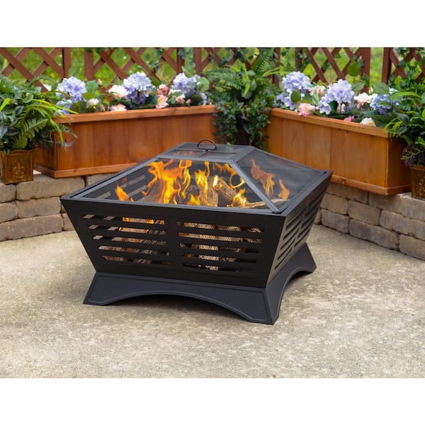 Pleasant Hearth Hutchinson 32 8 In W X, Home Depot Fire Pits Wood Burning
