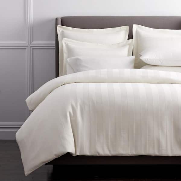 The Company Store Griffith Ivory Solid 300-Thread Count Supima Cotton Oversized King Duvet Cover