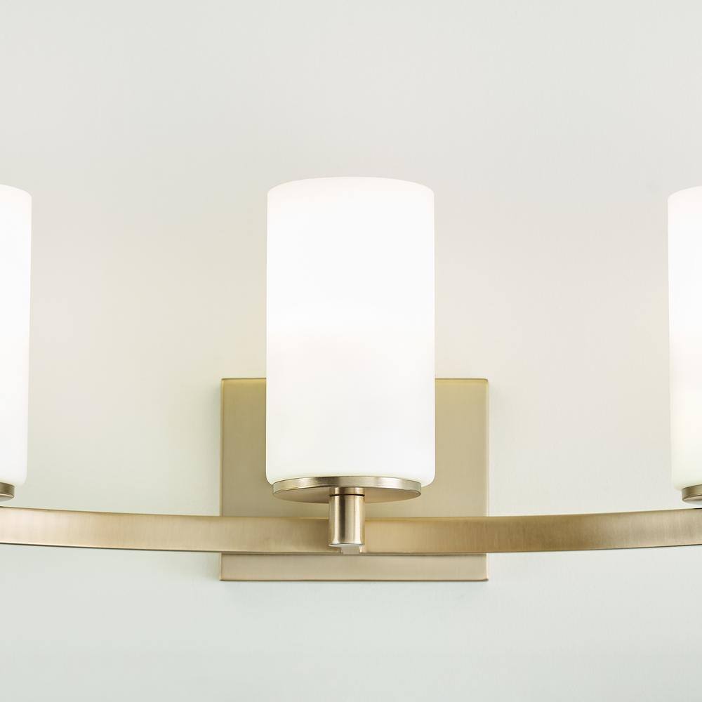 Satin Brass 3-Light Dimmable Bath Vanity Fixture