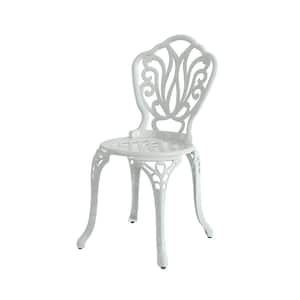 2-Piece White Cast Aluminum Outdoor European Type Bistro Chair