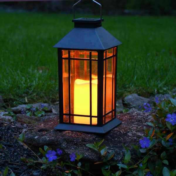 LUMABASE 5.5 in. x 11 in. Solar Black Design Lantern 94201 - The