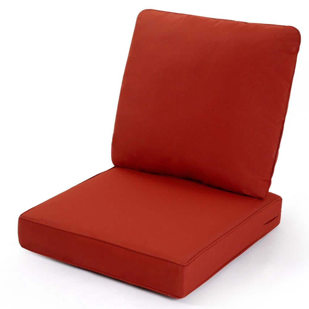 Red Set Outdoor Lounge Chair Back Cushion, Solid Rectangular, Water Resista