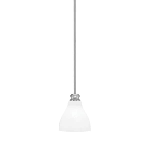 Unbranded Albany 60-Watt 1-Light Brushed Nickel Pendant Mini Pendant Light 5 in. White Marble Glass and Light Bulb Not Included