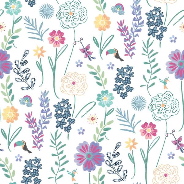 RoomMates Disney Encanto White Embroidery Floral Peel and Stick Wallpaper
