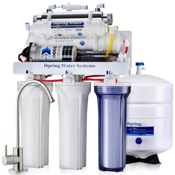 5 Stage w/ Booster Pump Complete 75 GPD Reverse Osmosis Water Filtration System 