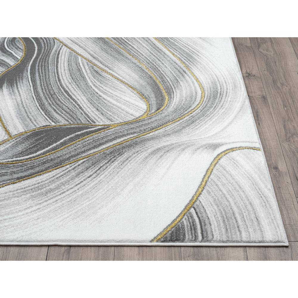 Abstract Swirl 6' x 9' Gray Synthetic Easy-Care Area Rug