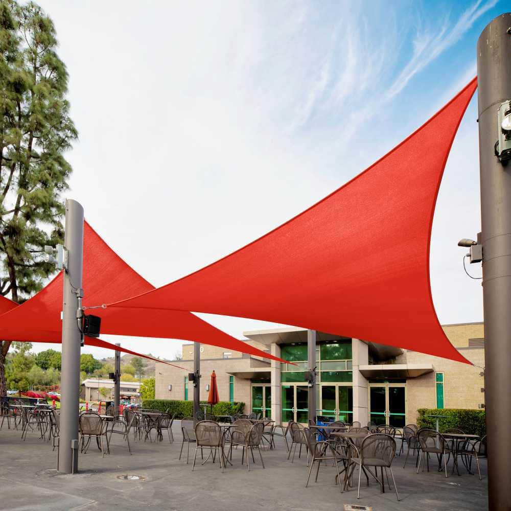Red Polyethylene Triangle Sun Shade Sail Canopy 12' x 12' x 12'