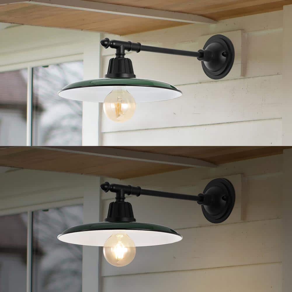 Bonner Farmhouse 12" Green Iron LED Victorian Lantern Sconce