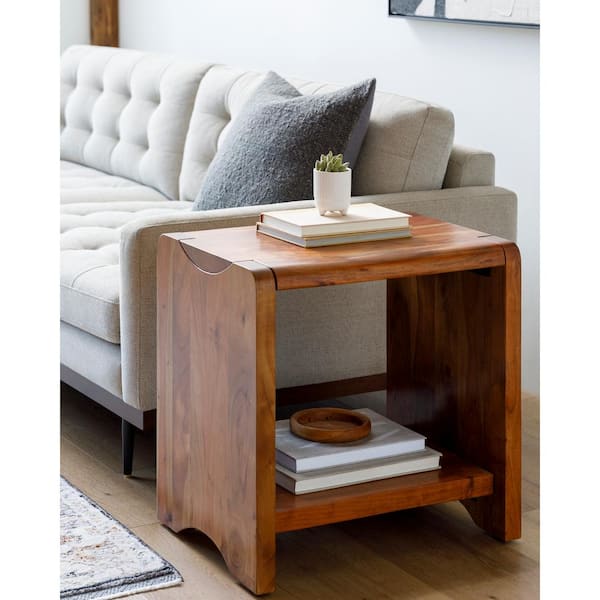 Livabliss Misael Modern End Table, Brown, 22 in. H x 22 in. W x 16 in. D