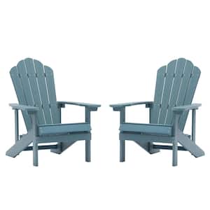 Blue Reclining Platic Adirondack Chair (Set of 2)