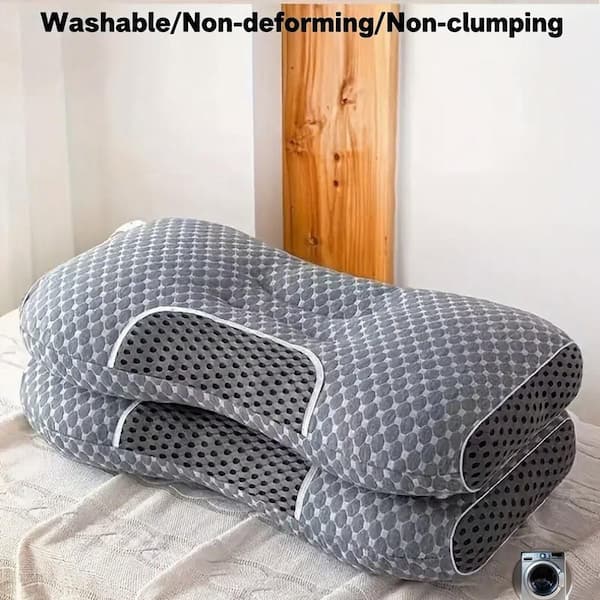 Honeycomb Shape Knit Massage Neck Pillow Partition to Help Sleep High Quality Filling Bedding 1-Pack Dark Gray