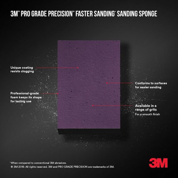 Pro Grade Precision 2.5 in. x 4.5 in. x 1 in. 320 Grit Faster Sanding Sanding Block Sponge (1-Pack)
