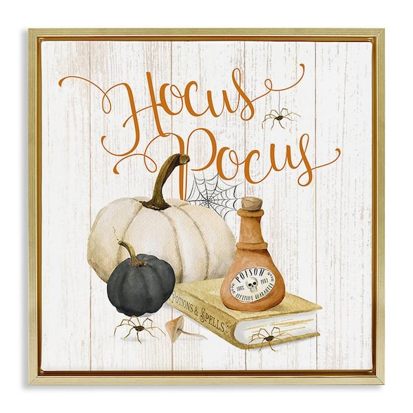 Stupell Industries Hocus Pocus Halloween Phrase by Deane Beesley 1 Piece Floater Frame Graphic Print Typography Art Print 18 in. x 18 in.