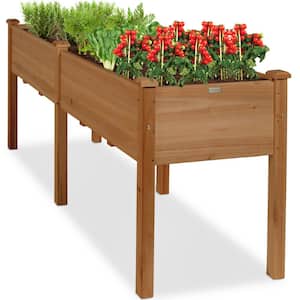 6 ft. x 2 ft. x 2.5 ft. Raised Garden Bed, Elevated Wooden Planter Box Stand for Backyard, Patio w/Divider Panel - Brown
