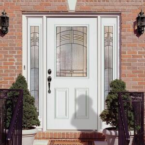63.5 in. x 81.625 in. Rochester Patina 1/2 Lite Unfinished Smooth Right-Hand Fiberglass Prehung Front Door w/Sidelites
