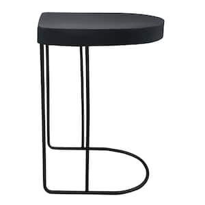13 in. Black U-Shaped Metal End/Side Table with Unique Hammered Design