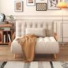 JASIWAY 43.3 in. Beige Folding Linen Sofa Bed J-P2206Y-11-BE