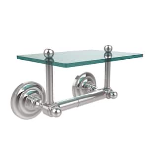 Que New Collection Double Post Toilet Paper Holder with Glass Shelf in Polished Chrome