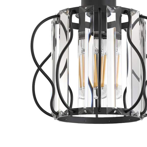 Emeritpro 7.8 in. 1-Light Black Semi Flush Mount Ceiling Light w