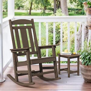 Dark Brown Plastic Adirondack Outdoor Rocking Chair Porch Rocker Patio Rocking Chairs