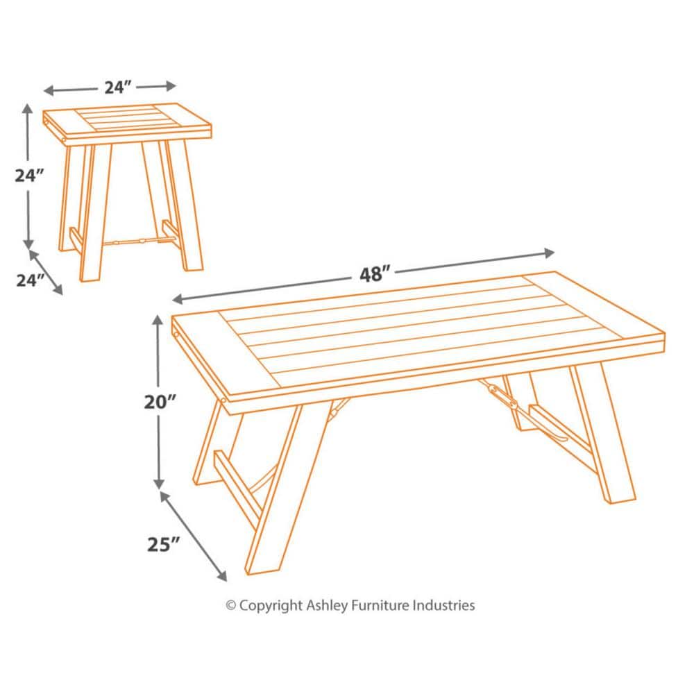 Noorbrook Black and Gray Rectangular Acacia Wood Table Set