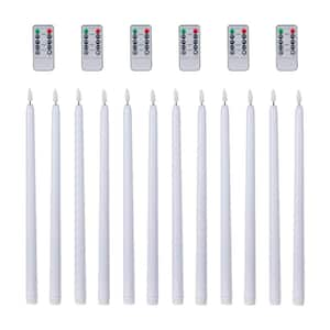 15 in. H White LED Taper Candles with Remote Timer - (Set of 12)